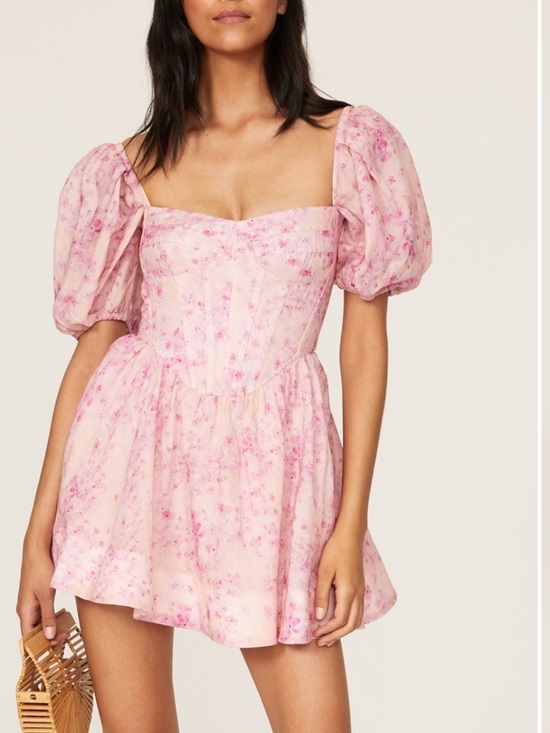 Bardot Dresses & Skirts - Bardot Kiah Pink Puff-Sleeve Corset Mini Dress